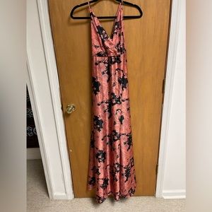 Long Silk Lulus Spaghetti Strap Coral Colored Dress